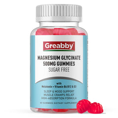 Bottle of Greabby Magnesium Glycinate Gummies 500mg