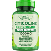 Front label of Great Billiom Citicoline CDP Choline 1000mg bottle