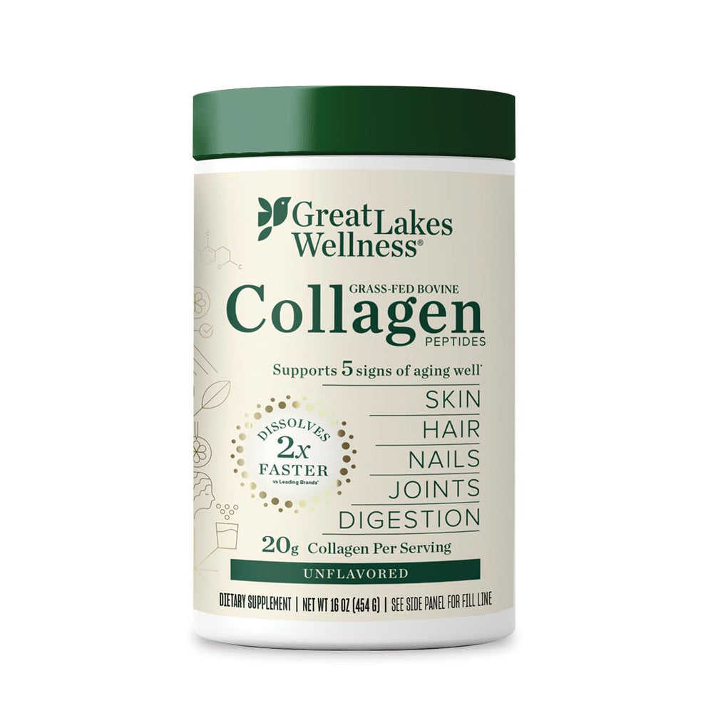 Great Lakes Wellness Collagen Peptides 16oz bottle front