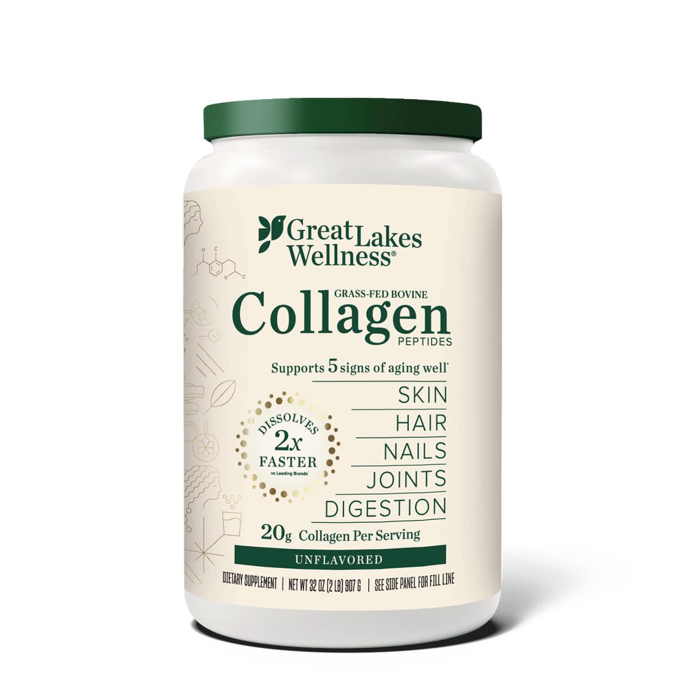 Great Lakes Wellness Collagen Peptides 32 oz bottle front view