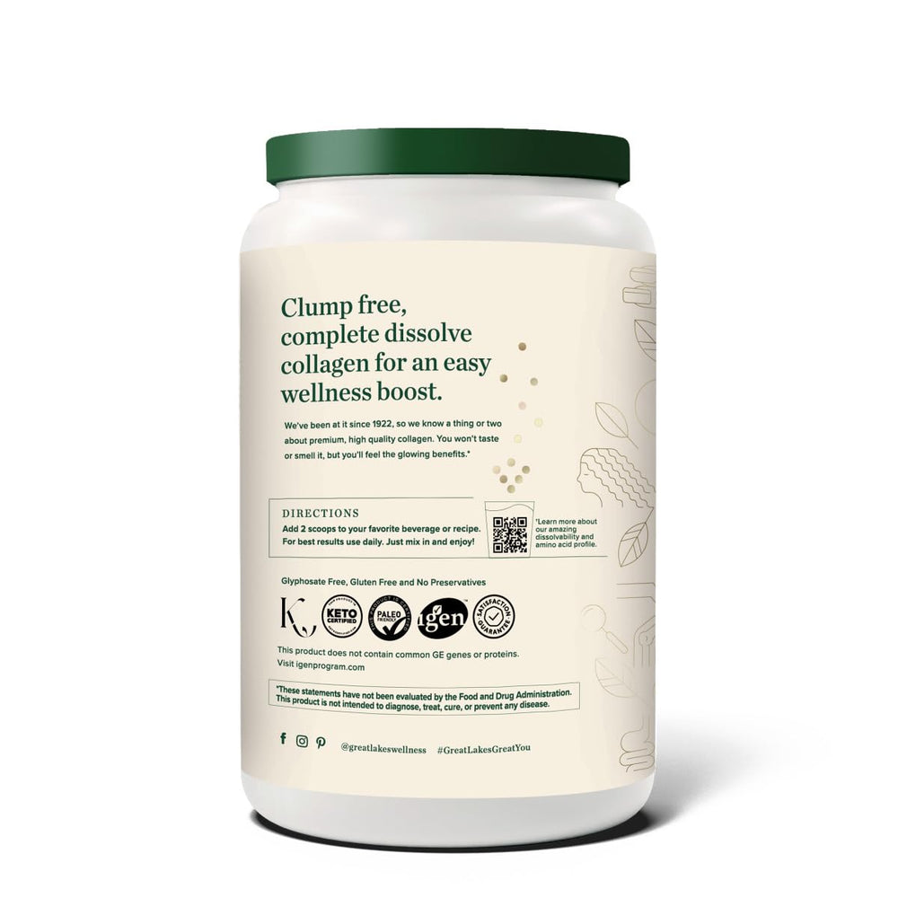 Unflavored collagen peptides powder with scoop