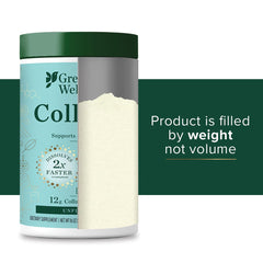 Product illustrating collagen powder supporting skin, hair, nails