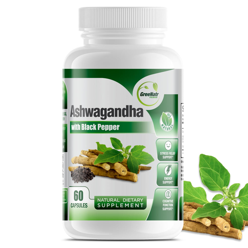 GreeNatr Ashwagandha bottle with label