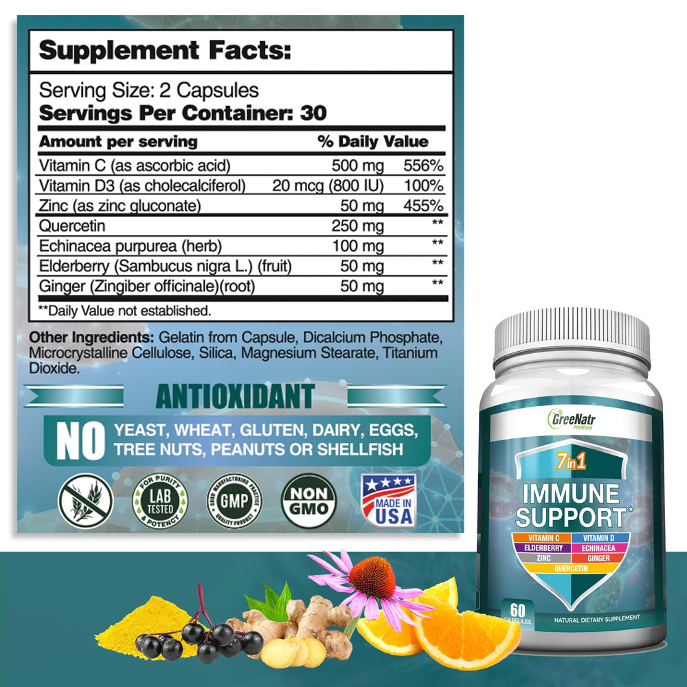 GreeNatr Immune Support capsules arranged