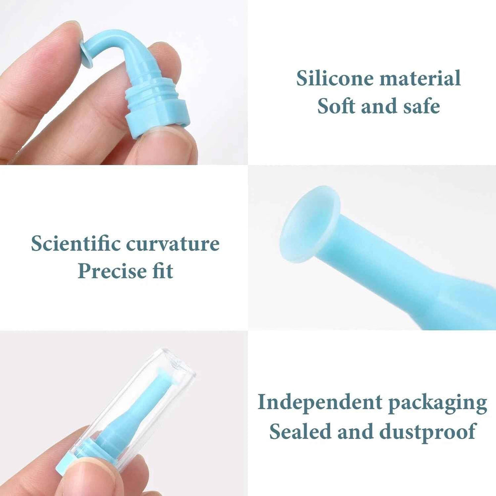 Close-up of the green-blue hard contact lens remover tool plunger design