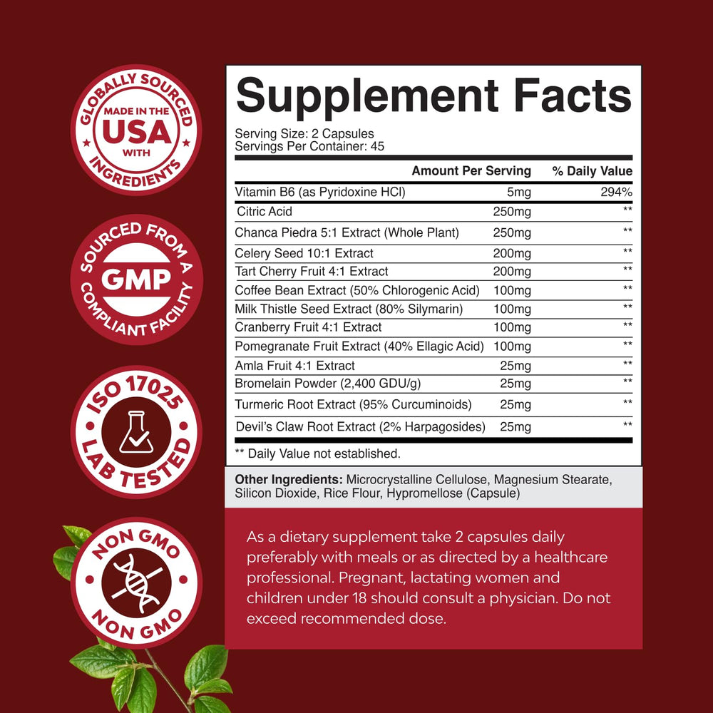 Capsules for uric acid cleanse and kidney detox