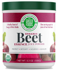Front view of Green Foods Beet Essence OG2 5.3 oz bottle