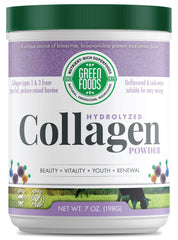 Green Foods Collagen Peptides Unflavored 7oz canister – front view