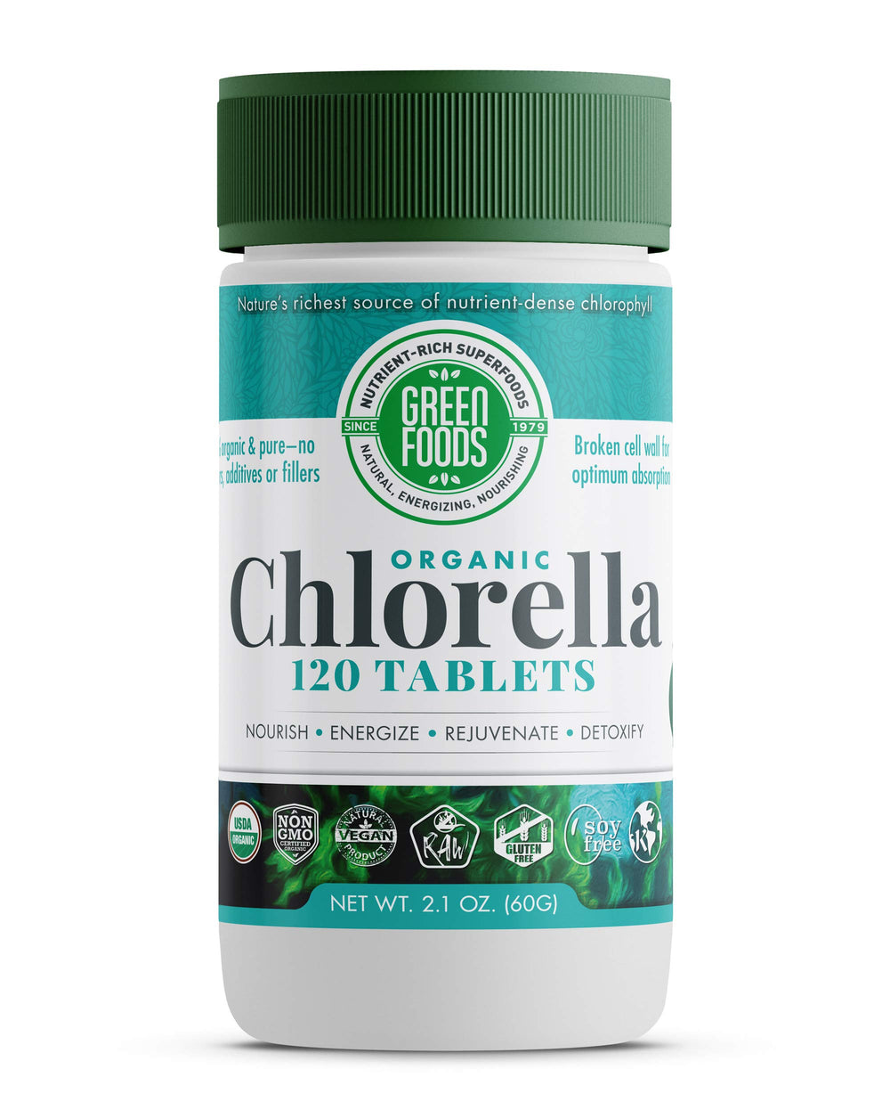 Green Foods Organic Chlorella 500 mg bottle with label