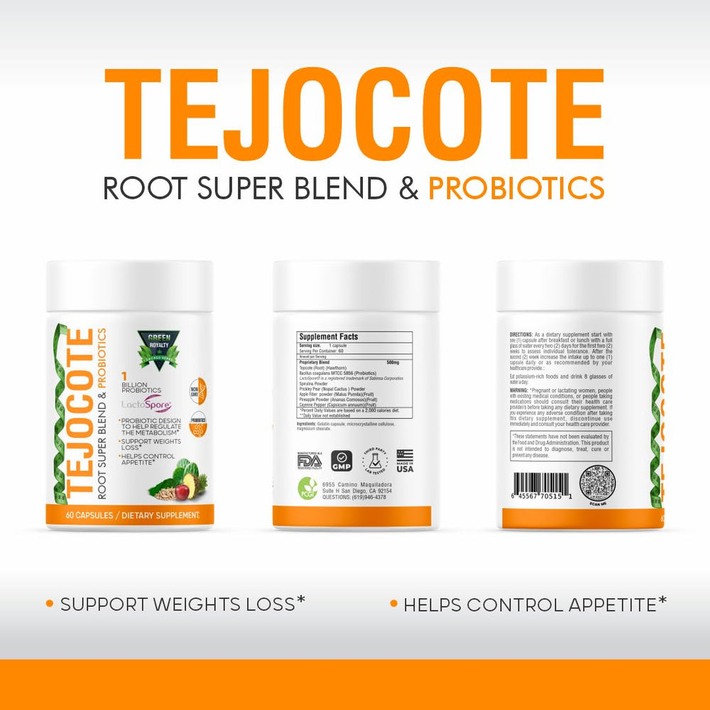 GREEN ROYALTY Tejocote ingredient list highlights earthy herbal notes for mindful wellness
