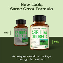 Chlorophyll-rich green superfood blend of spirulina and chlorella