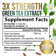 Label highlighting 98% polyphenols and 45% EGCG
