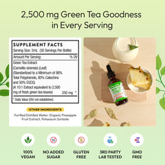 Graphic illustrating 50% EGCG in green tea extract