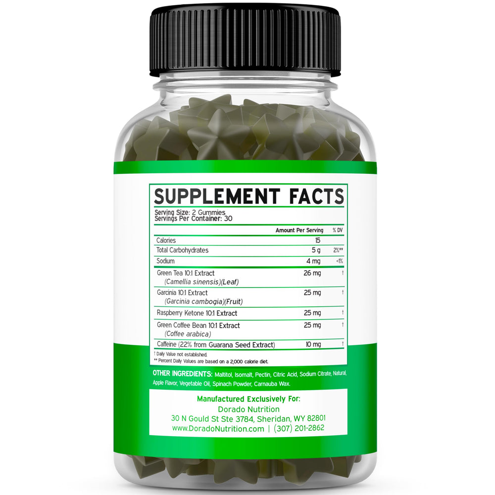 Close-up of Green Tea Fat Burner Gummies Apple flavor