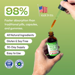 Label for Green Tea Liquid Drops 2oz
