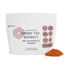 Bottle of green tea powder extract with 98% polyphenols and 50% EGCG