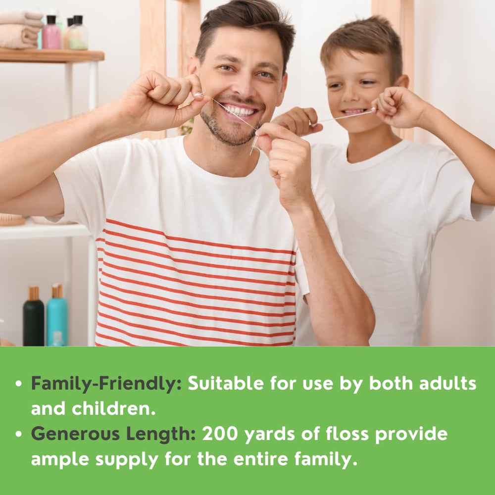 Shred-resistant durable dental floss refill close-up with 200 yards