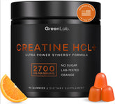 GreenLab Creatine HCL+ Gummies orange flavor bottle front view