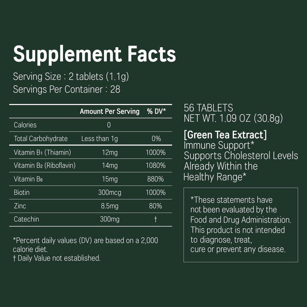 Product label highlighting 56 tablets / 28 days serving