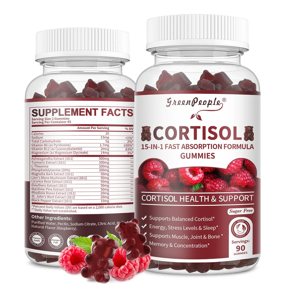 Daily use cortisol reducer for women in bottle and gummies