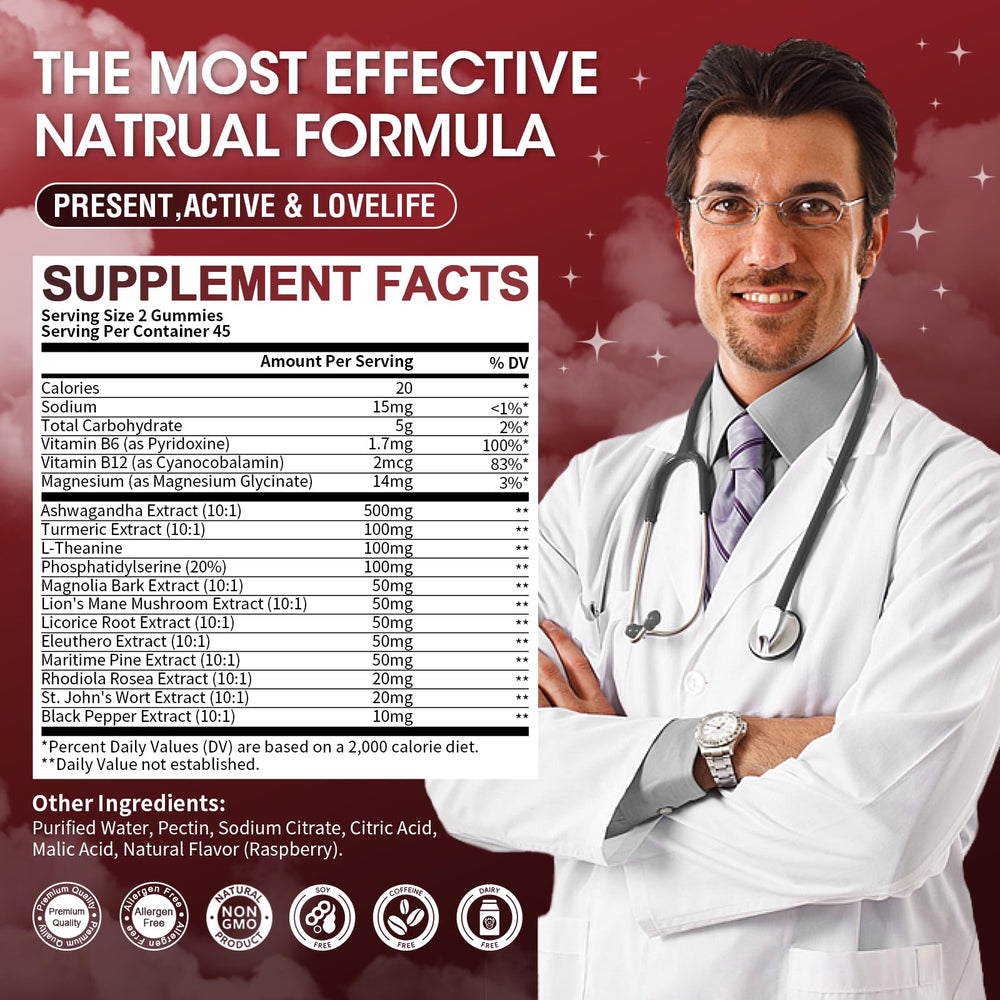 Gummies promoting mood, focus, and sleep support