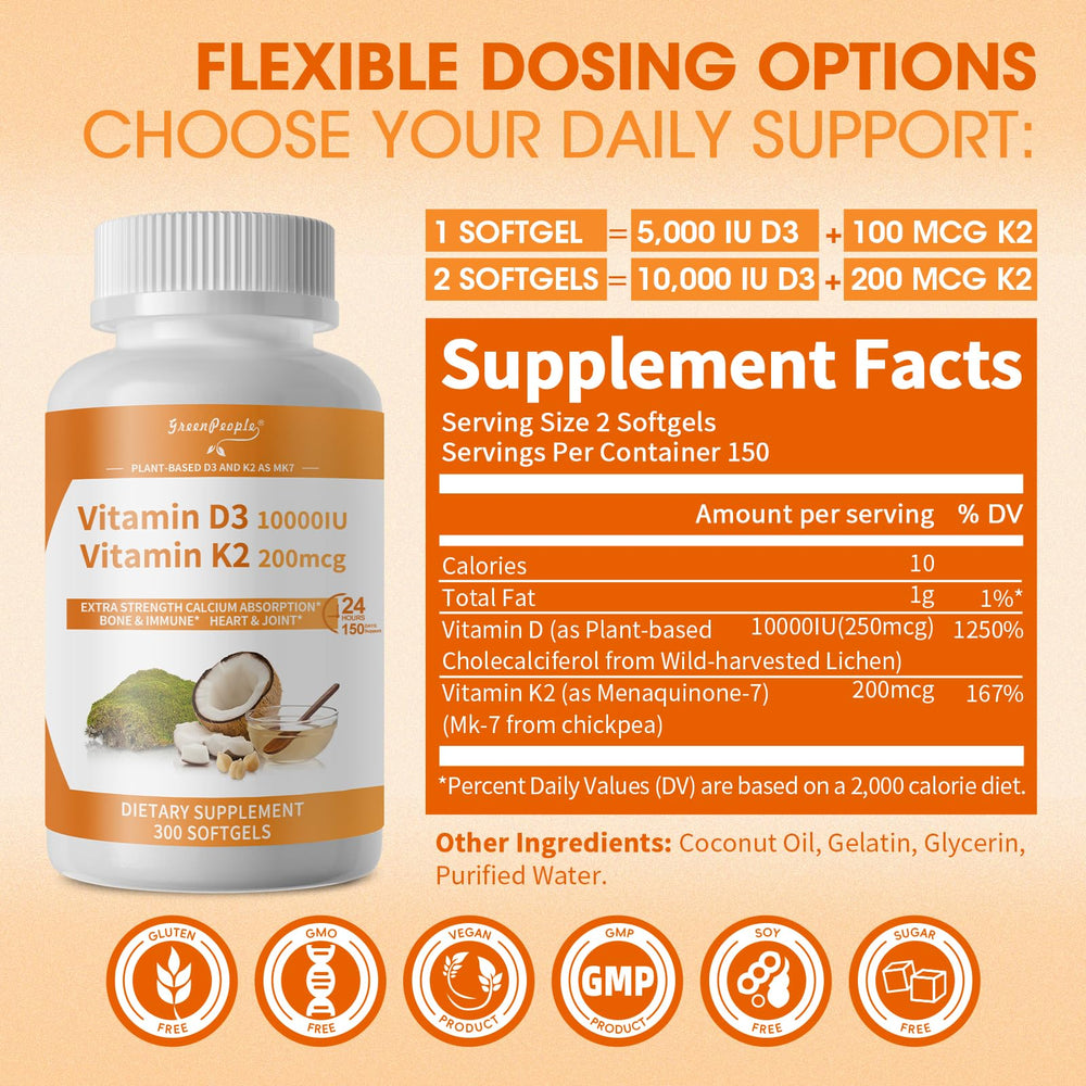 Close-up of vegan softgels showing D3 and K2 MK-7