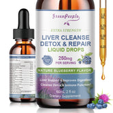 Front view of GREENPEOPLE Liver Cleanse Detox Drops 2 Pack Blueberry flavor