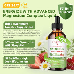 Strawberry flavor label of GREENPEOPLE Magnesium Glycinate Liquid Drop