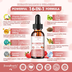 Two GREENPEOPLE Magnesium Glycinate Liquid Drops 2 oz bottles in a pack