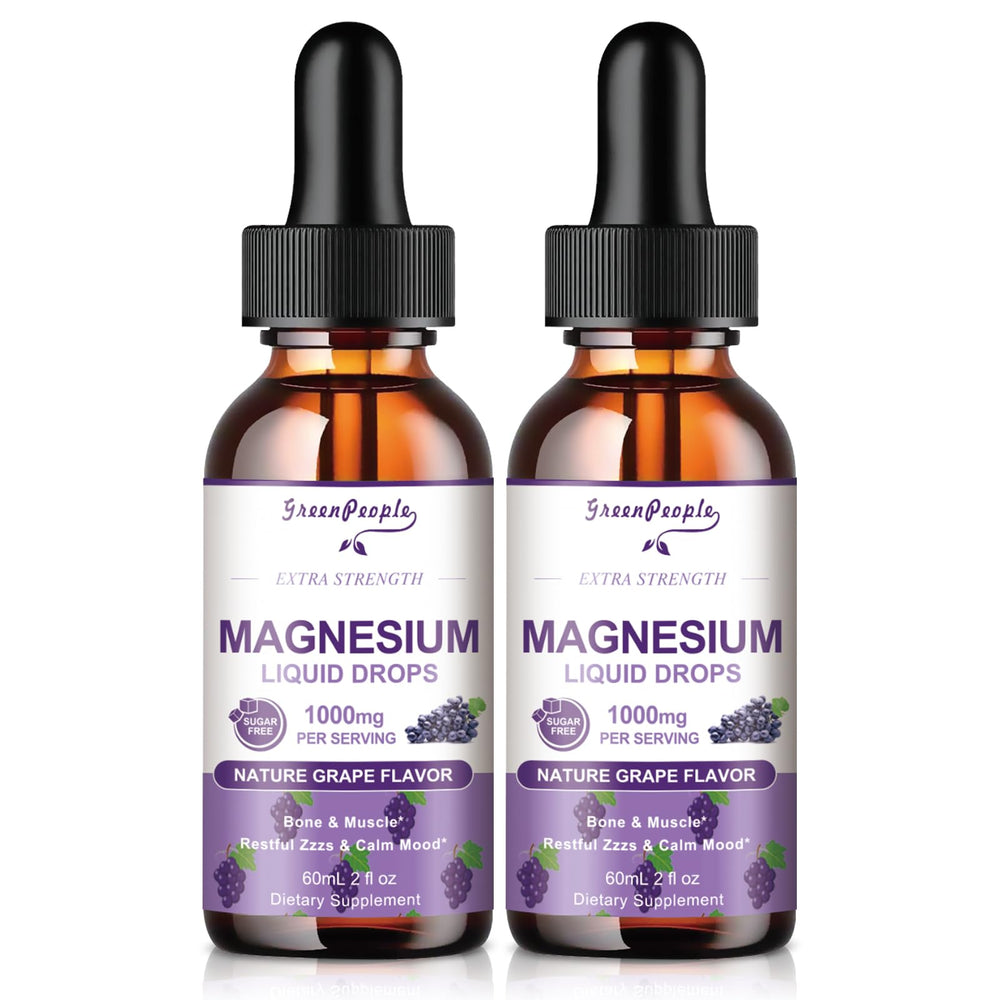 GreenPeople Magnesium Glycinate Liquid Drops bottle showing 5 in 1 formula