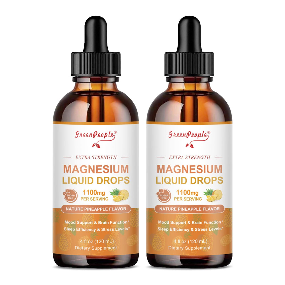 GreenPeople Magnesium Liquid Drops Pineapple flavor bottle front view