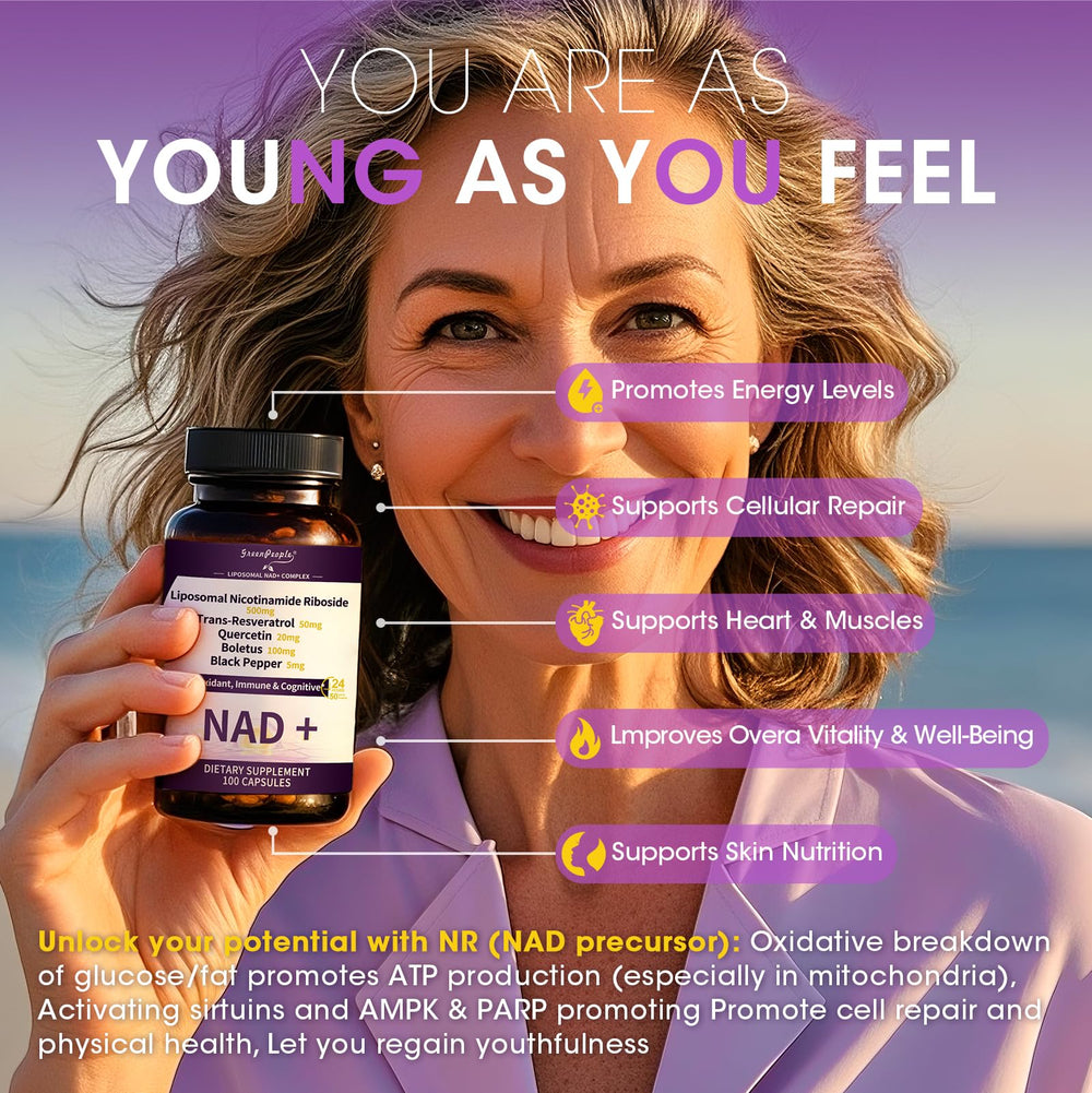 5-in-1 NR, Resveratrol, Quercetin, mushroom extract, and piperine blend