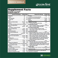 Greens First Boost nutrition panel highlights antioxidants and prebiotics