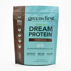 Greens First Dream Protein Powder Rich Dutch Chocolate 29.31 oz front label