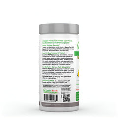 Concept image of organic fruits, vegetables, probiotics, and enzymes