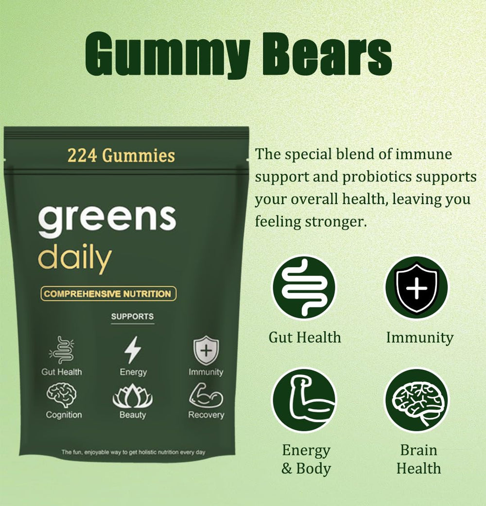 Nutrition facts panel for Greens Gummies
