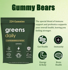 Nutrition facts panel for Greens Gummies