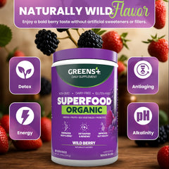 Probiotic blend inside Greens+ Wild Berry Superfood powder