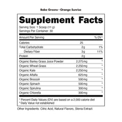 Eight essential greens ingredients graphic for Orange Sunrise