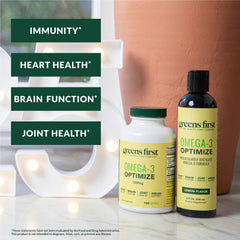 Greens First Omega-3 Optimize bottle back label