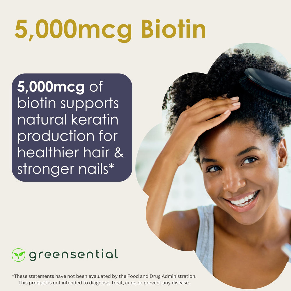 Label showing 5,000 mcg Biotin and vitamin complex