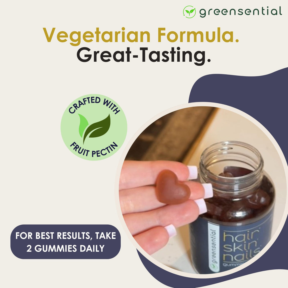 Label highlighting 5,000 mcg Biotin on Greensential gummies