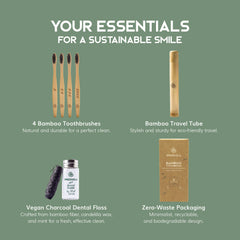 Greenzla bamboo toothbrushes 4-pack with travel case - side view