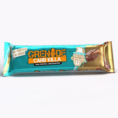 Grenade Carb Killa bar unwrapped highlights protein-rich composition for mindful snacking.