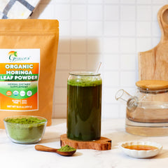 Grenera Organic Moringa Powder bottle with label