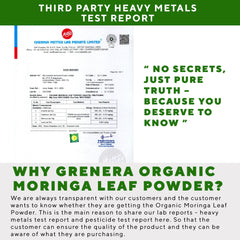 Close-up of Moringa powder label