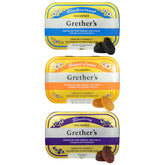 Front view of GRETHER'S Sugarfree Pastilles Ginger Lemon 3-pack