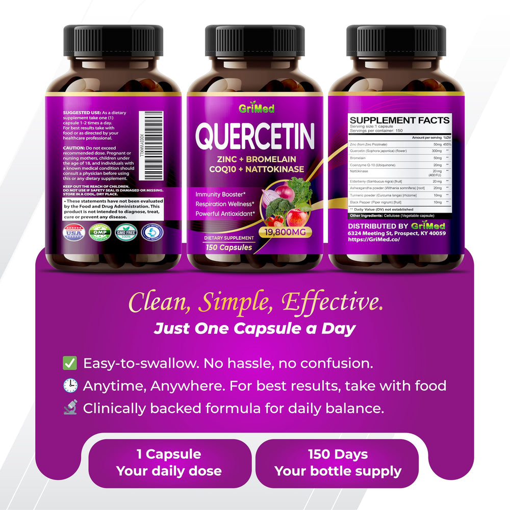 Product packaging and label for GriMed Quercetin
