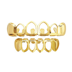 Detailed close-up of 24K gold plated grillz finish