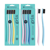Grin charcoal-infused toothbrushes – soft and medium bristles, 8-count in purple
